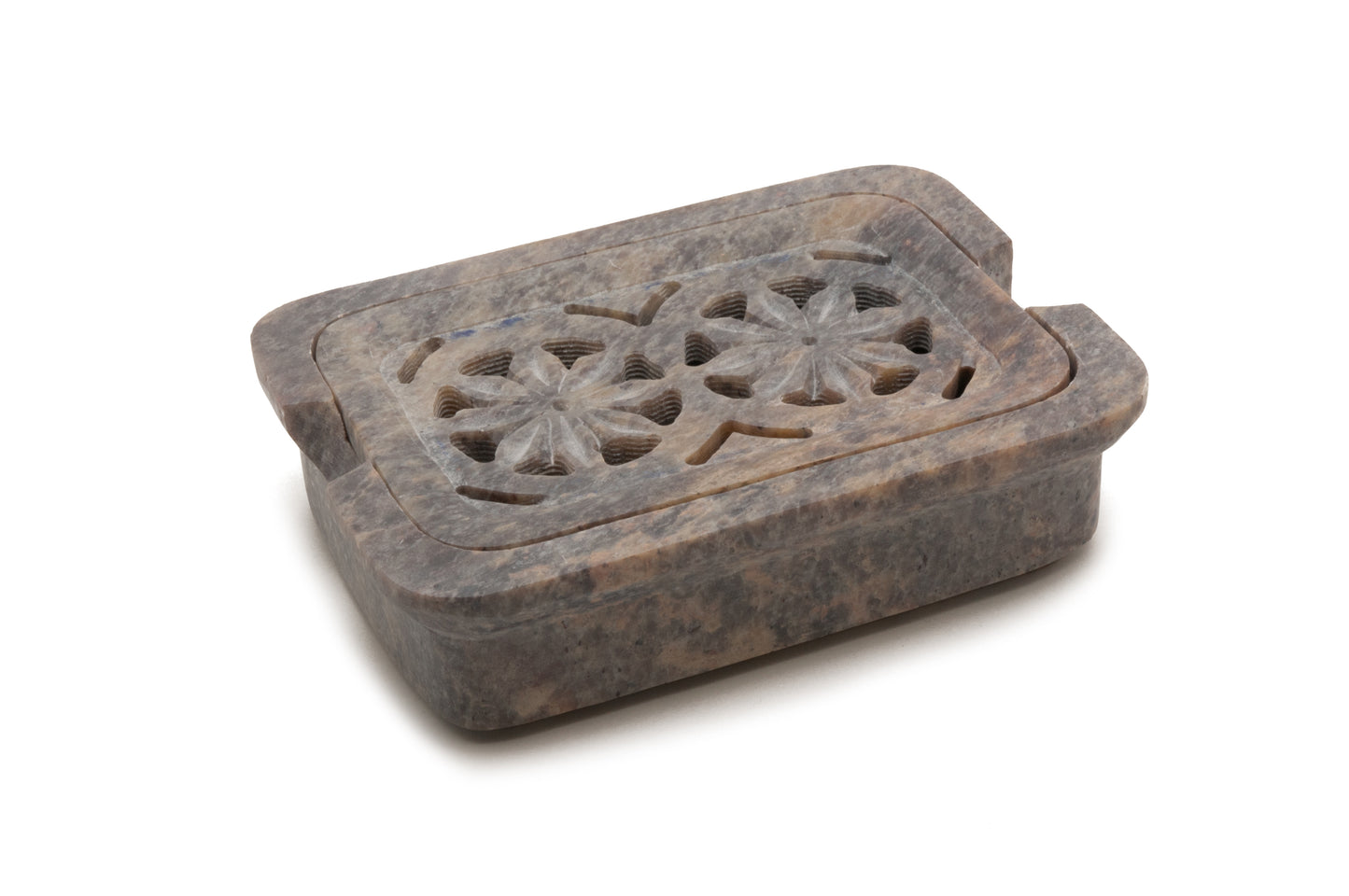 Double Flower - Carved Soapstone Soap Dish